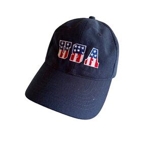 Blue USA Red White Stars Stripes Hat Cap Adjustable